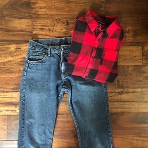 Boys Jeans with Plaid Shirt
